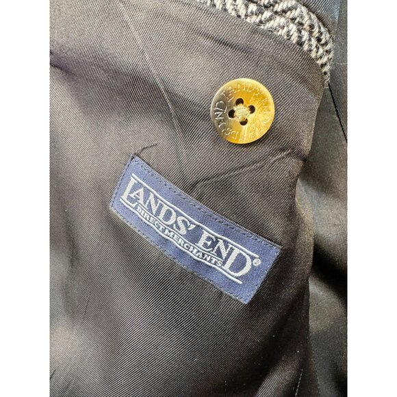 Lands End Mens Blazer Wool Blend Herringbone Pattern 2-Button Classic Fit Size 4 - Picture 3 of 13